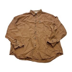 Columbia Shirt Men's Large Yellow Brown Mini Gingham Cotton Classic Button-Down